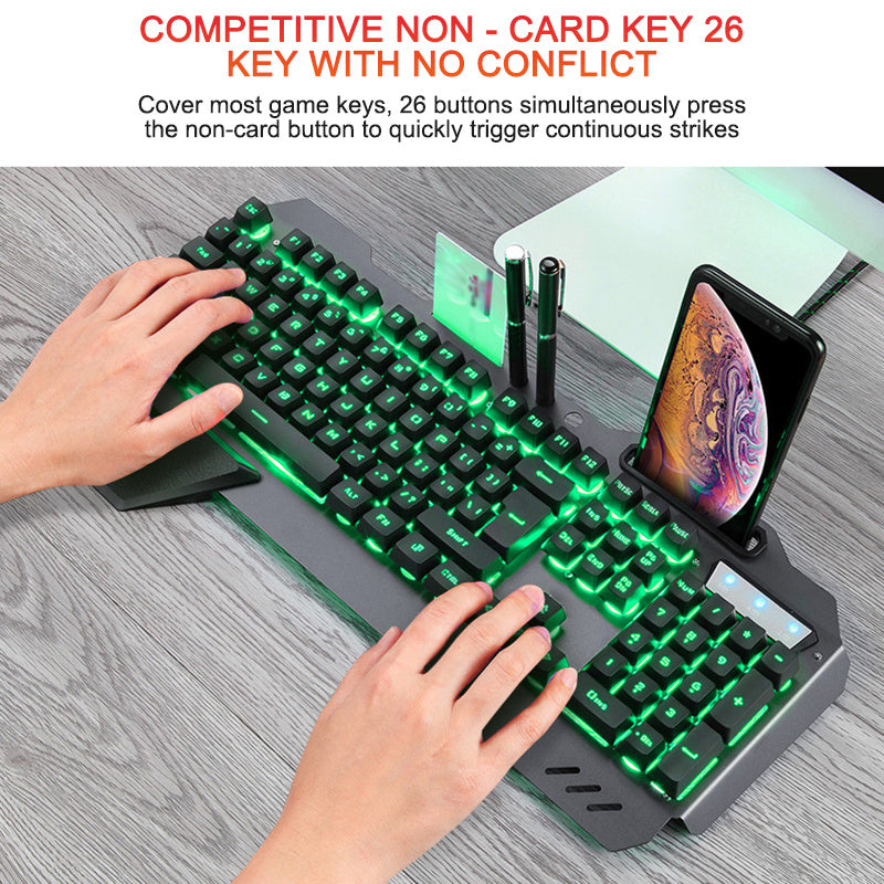 Gaming Keyboard RGB Backlight Phone Holder